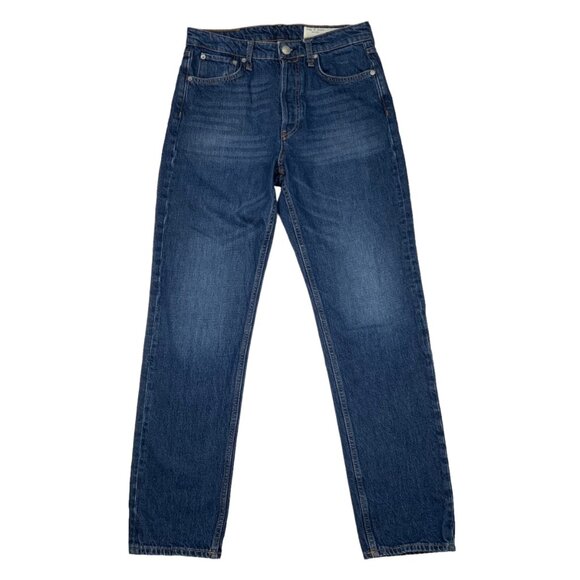 Rag and Bone Maya High Rise Slim Jean 29 Jasper Blue Denim Button Fly Retro Boho - Picture 1 of 12